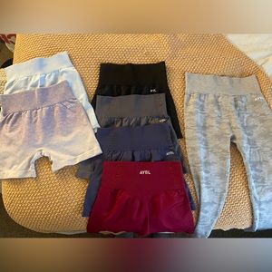 AYBL Bike Shorts and Camo Leggings all size Medium